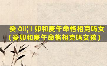 癸 🦋 卯和庚午命格相克吗女（癸卯和庚午命格相克吗女孩）